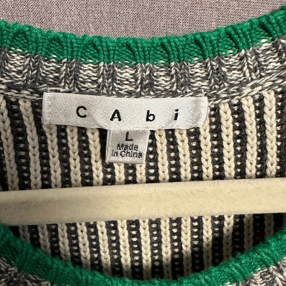 Cabi Trident Sweater Tank L Grey Green Herringbone Knit Sleeveless Tunic Vest - Picture 8 of 9